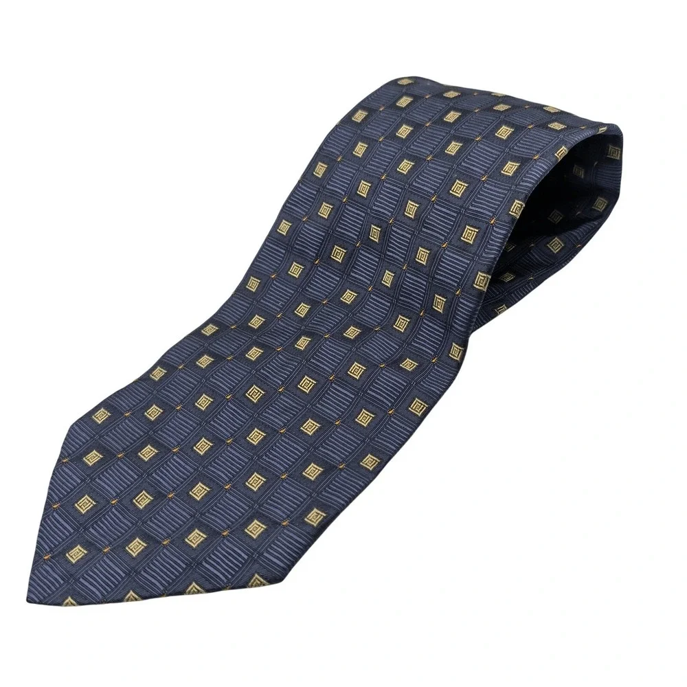 Robert Talbott Best of Class Nordstrom Mens Silk Tie Navy Blue Geometric Square
